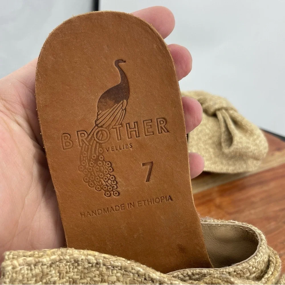 Brother Vellies burkina‎ natural burlap leather sandals size 7